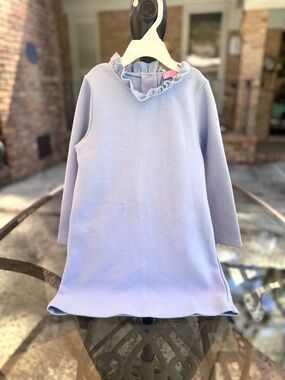Girls' Lavender Ruffle-Neck Knit dress